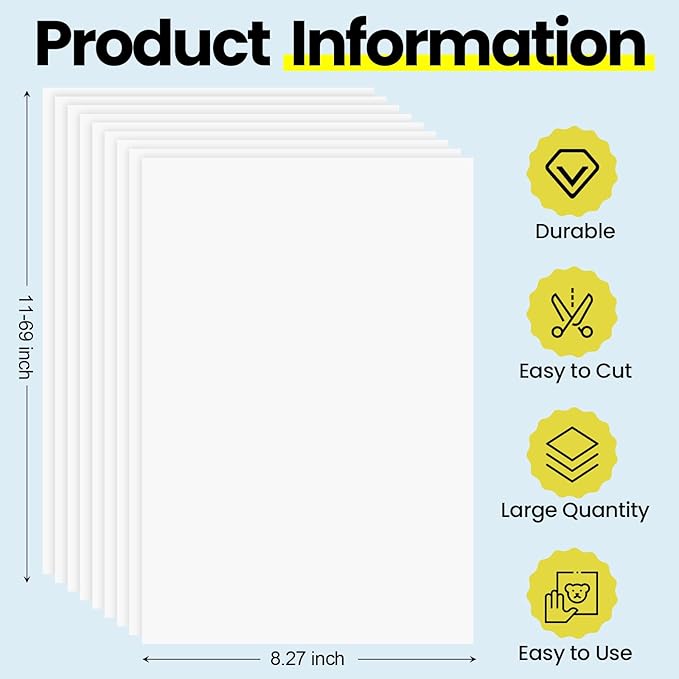 Harloon 500 Sheets Construction Paper Bulk Heavyweight A4 Size Thick Construction Paper Cardstock for DIY Craft Supplies (120 GSM,White)