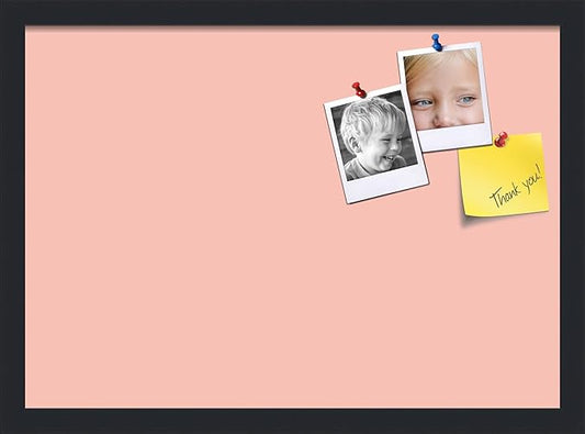 PinPix 21x15 Inch Cork Bulletin Board. This Decorative Framed Pin Board Comes with Pink Pastel Design and a Satin Black Frame. Ideal for Home Office Decor or Message Board (PinPix-1813)