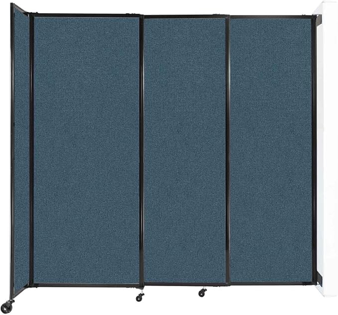 Wall-Mounted Sliding StraightWall Room Divider | Adjustable Widths | Locking Wheels | Room Separator | Up to 7'2" Wide x 6'10" Tall Caribbean Fabric Panels
