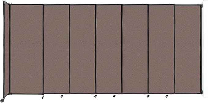 Wall-Mounted Sliding StraightWall Room Divider | Adjustable Widths | Locking Wheels | Room Separator | Up to 15'6" Wide x 7'6" Tall Latte Fabric Panels