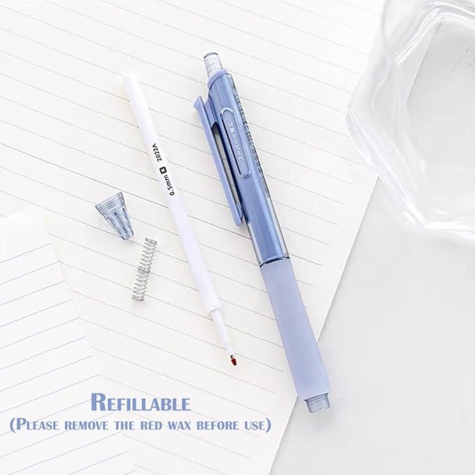 HeTaoCat Retractable Gel Pens, 0.5mm Fine Point, Quick Drying, Writing Drawing, Black ink gel pens, Box of 6 Pens (Multicolor)