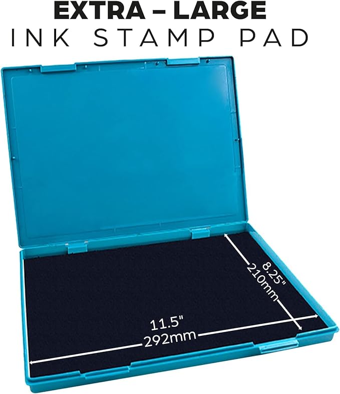 MaxMark Extra Large Sky Blue Ink Stamp Pad - 8.25" x 11.5" - Industrial Felt Pad - Sky Blue Color