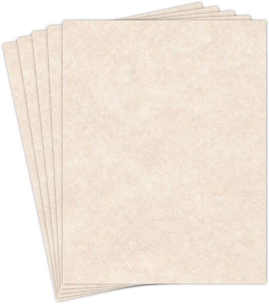 Natural Cream Stationery Parchment Recycled Paper | 65Lb Cover Cardstock | 8.5” x 11” Inches | 50 Sheets Per Pack