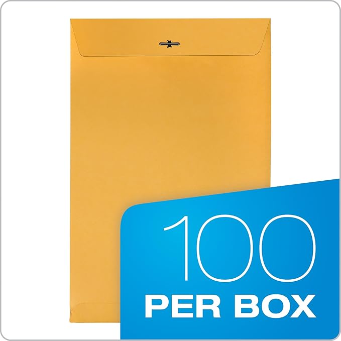 Quality Park 37894 Quality Park Clasp Envelopes, 9-1/4x14-1/2, 28lb, Brown Kraft, 100/Box,Light Brown