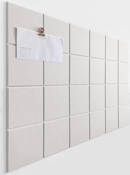 Cork Board 24 x36 Alternative - 6 Pack Felt Wall Tiles with Safe Removable Adhesive Tabs, Cork Boards for Walls Cork Board for Home Office Pin Board Tack Board - Warm White