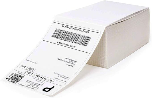 MFLABEL Fanfold 4" x 6" Direct Thermal Labels White Perforated Shipping Labels (8 Stacks)