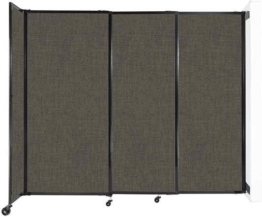 Wall-Mounted Sliding StraightWall Room Divider | Adjustable Widths | Locking Wheels | Room Separator | Up to 7'2" Wide x 6' Tall Mocha Fabric Panels