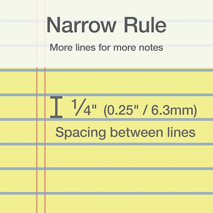 Oxford 5 x 8 Legal Pads, 12 Pack, Narrow Ruled, Yellow Paper, 50 Sheets Per Writing Pad, Made in the USA (74017)