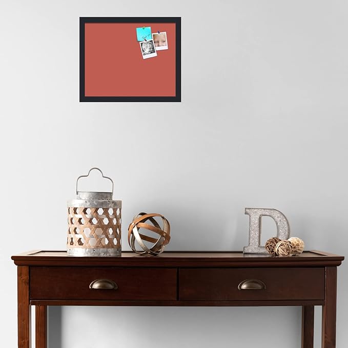 PinPix 16x13 Inch Cork Bulletin Board. This Decorative Framed Pin Board Comes with Crimson Pastel Design and a Satin Black Frame. Ideal for Home Office Decor or Message Board (PinPix-1807)