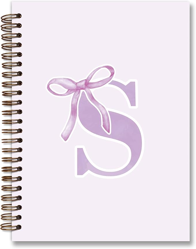 foedor Coquette Trendy Preppy Purple Bow Spiral Notebook,Initial S Journal Personalized Teen Girl Gifts,Monogrammed Gifts for Women Teen Girl,College Ruled Hardcover Spiral Notebook(purple)
