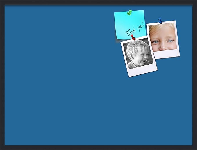 PinPix 40x30 Inch Cork Bulletin Board. This Decorative Framed Pin Board Comes with Navy Pastel Design and a Satin Black Frame. Ideal for Home Office Decor or Message Board (PinPix-1811)