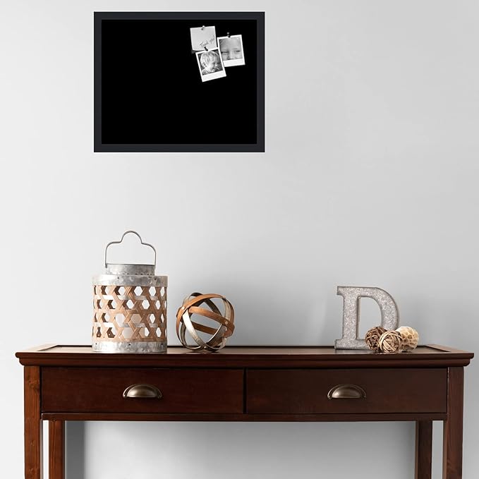 PinPix 20x16 Inch Cork Bulletin Board. This Decorative Framed Pin Board Comes with Solid Black Design and a Satin Black Frame. Ideal for Home Office Decor or Message Board (PinPix-622)