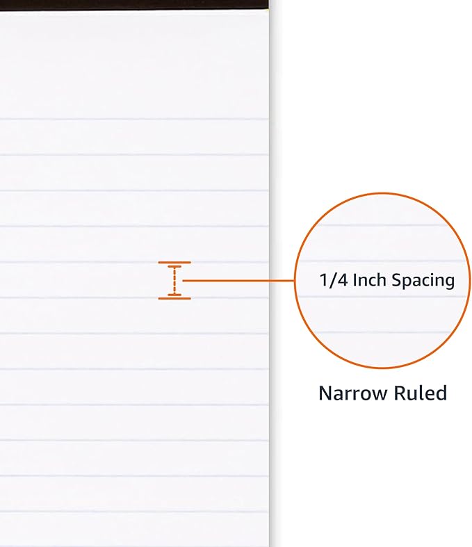 Amazon Basics Narrow Ruled Lined Writing Note Pad, 5 inch x 8 inch, White, 12 Count (12 Pack of 50 pages)