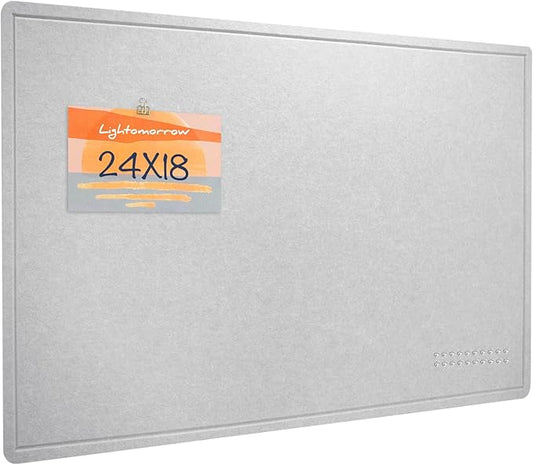 Bulletin Board, 24 x 18 inches Felt Board Decorative Pin Board, Cork Board Alternative for Wall, Foldable Photo Board Self-Adhesive Vision Board Mood Board with 20 Pushpins - Light Gray