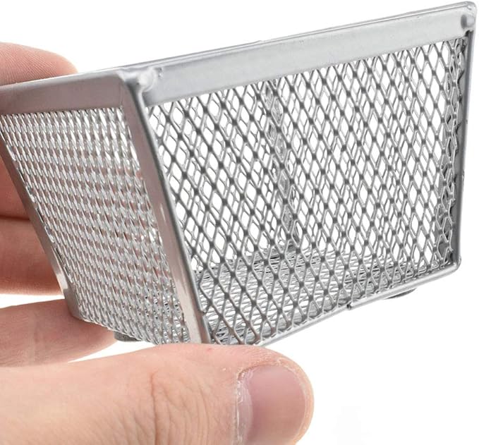 HAHIYO Stackable Paper Clip Mesh Holder cup 2.2" Height 2 Pack Silver Sturdy PaperClip Holder Container for Desk Drawer Organizer Collection for Home Office School Soft Foam Feet No Sharp Edges