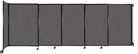 Wall-Mounted Sliding StraightWall Room Divider | Adjustable Widths | Locking Wheels | Room Separator | Up to 11'3" Wide x 4' Tall Charcoal Gray Fabric Panels