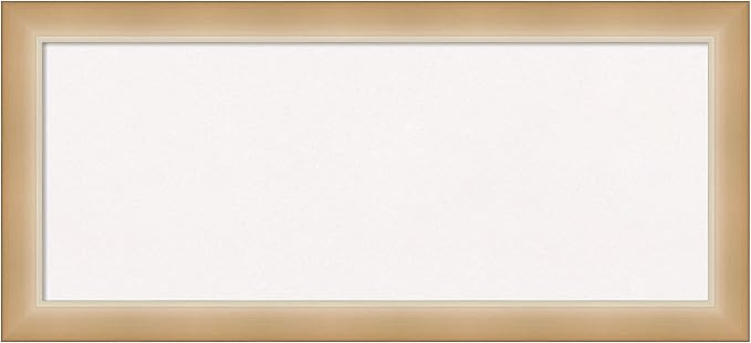 Amanti Art White Cork Board for Wall, 15x33 Vision Board with Gold Frame, Medium Corkboard Office Decor for Home Organization, Modern Contemporary Corkboard Pinboard to display items for home