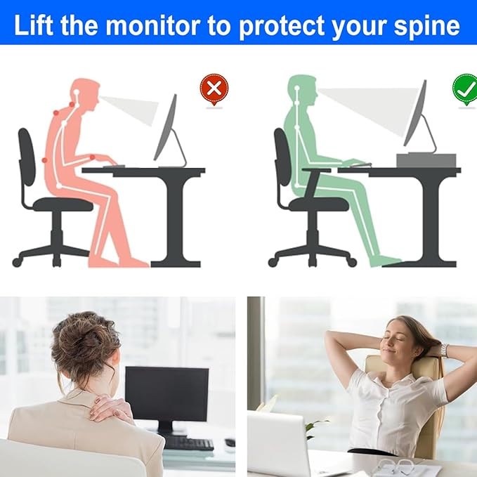 gianotter Desk Organizers and Accessories, Monitor Stand with Drawer and 2 Pen Holder, Desktop Organizer Suitable for Offices and Dormitories (Black)