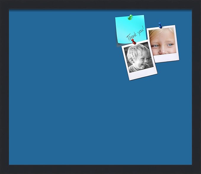 PinPix 20x17 Inch Cork Bulletin Board. This Decorative Framed Pin Board Comes with Navy Pastel Design and a Satin Black Frame. Ideal for Home Office Decor or Message Board (PinPix-1811)