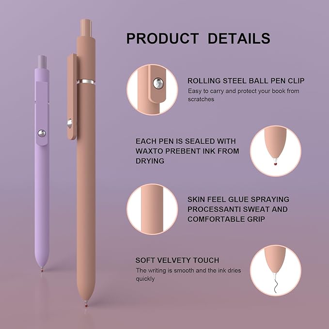 Gel Pens,0.5mm Quick Dry Black Ink Pens Fine Point Smooth Writing Pens, Nurse Aesthetic Cute Pens stationary for women,Pens Ballpoint for School Office Home(10 Pcs Morandi-Black Ink)