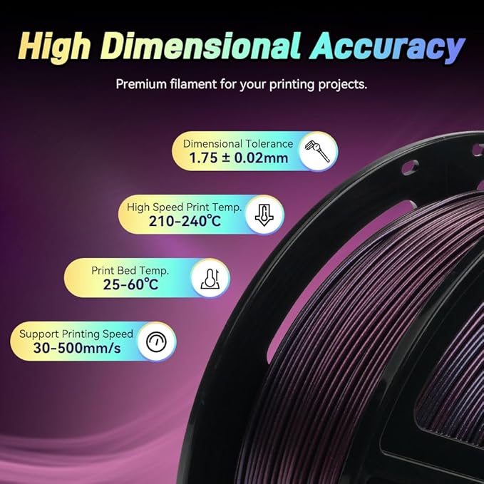 FLASHFORGE Chameleon Gradient Rapid PLA Filament Burnt Titanium & Abyssal Rede, High Flow Speedy Filament 1.75mm Max 500mm/s Fast Printing, Displays Shimmering Effects from Various Angles and Light