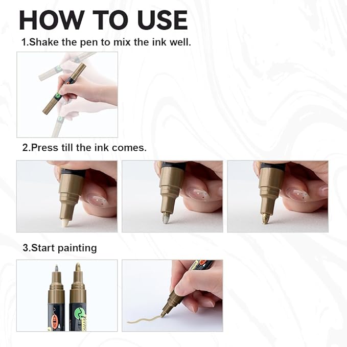 TRANSON 4 Colors Dual-tip Permanent Paint Markers Oil Based Waterproof