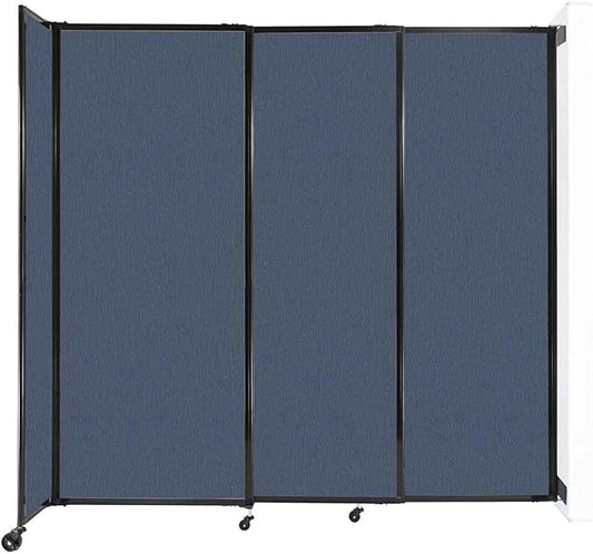 Wall-Mounted Sliding StraightWall Room Divider | Adjustable Widths | Locking Wheels | Room Separator | Up to 7'2" Wide x 6'10" Tall Ocean Fabric Panels