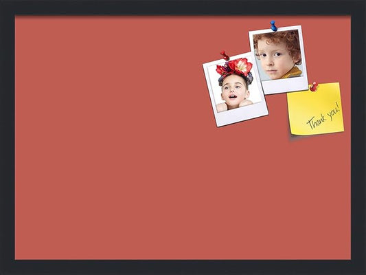 PinPix 22x16 Inch Cork Bulletin Board. This Decorative Framed Pin Board Comes with Crimson Pastel Design and a Satin Black Frame. Ideal for Home Office Decor or Message Board (PinPix-1807)