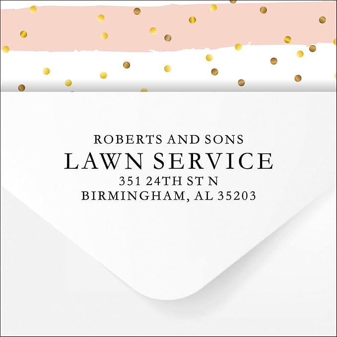 Self Inking Return Address Stamp - Custom 4 Line Personalized Address Stamp for Envelopes, Wedding Invitations, Business, Mailing Labels, Black Ink (All Serif)