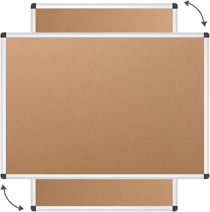 VIZ-PRO Large Cork Bulletin Board, 96 X 48 Inches, Wall-Mounted Corkboard with Silver Aluminium Frame for School, Office, and Home 8' X 4'