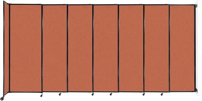 Wall-Mounted Sliding StraightWall Room Divider | Adjustable Widths | Locking Wheels | Room Separator | Up to 15'6" Wide x 7'6" Tall Papaya Fabric Panels