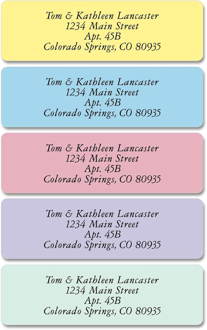 Colorful Images Pastel Multicolor Rolled Return Address Mailing Labels with Dispenser, Customize with Name & Shipping Address, 500 Self Adhesive, Easy Peel Sticker Label Roll, 3/4" x 2 1/2"