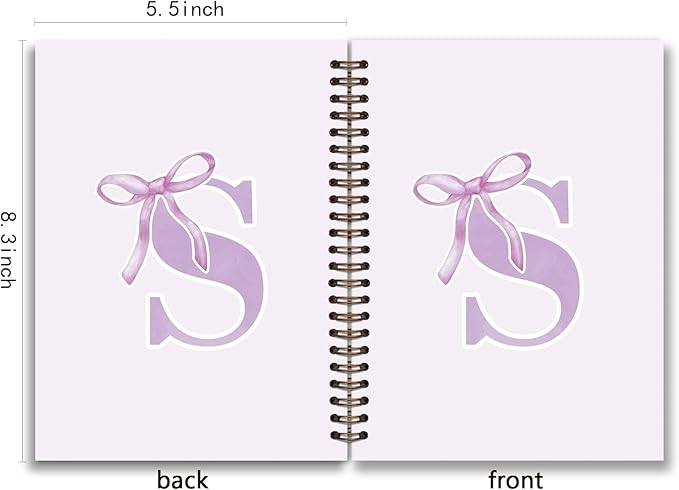 foedor Coquette Trendy Preppy Purple Bow Spiral Notebook,Initial S Journal Personalized Teen Girl Gifts,Monogrammed Gifts for Women Teen Girl,College Ruled Hardcover Spiral Notebook(purple)