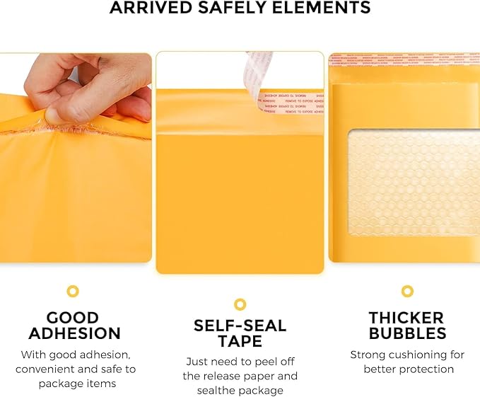 Fuxury Kraft Bubble Mailer 6x10 Inch 600 Pack，Strong Adhesion Padded Envelopes Bulk,Self Seal Bubble Envelopes, Waterproof Cushioned Padded Mailers Packaging for Small Business,#0 Mailers Yellow