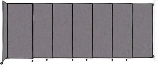 Wall-Mounted Sliding StraightWall Room Divider | Adjustable Widths | Locking Wheels | Room Separator | Up to 15'6" Wide x 6' Tall Slate Fabric Panels