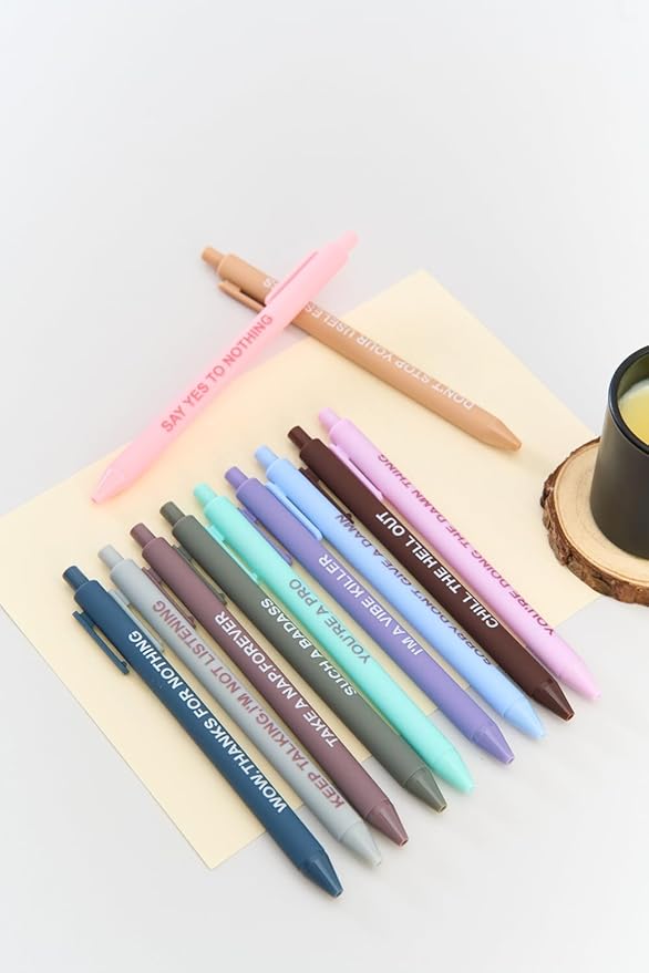 Funny Pens Set for Adults, Swear Word Daily Ballpoint Pen, Premium Novelty Pens Set Days of The Week Pens Dirty Cuss Word Pens for Each Day Funny Office Gifts for Coworkers (J)