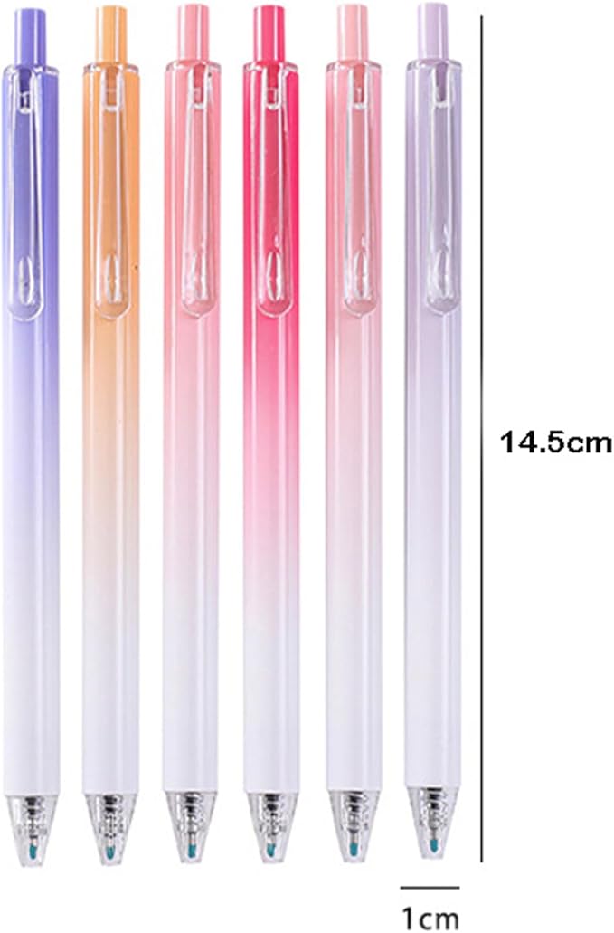 HeTaoCat Retractable Gel Pens, 0.5mm Fine Point, Quick Drying, Writing Drawing, Black ink gel pens, Box of 6 Pens (Black)