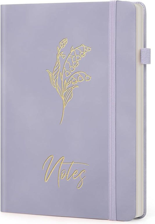 Lined Journal Notebook For Women, 200 Pages A5 Hardcover Leather Journals For Writing College Ruled Notebook For Work School Note Taking Business Diary Notepad 5.7'' X 8.3''- Smoky Purple