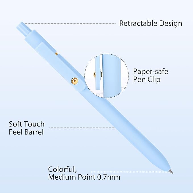 FIOVER Colored Pens, 12 Pack Colorful Gel Pens, Quick-Dry 0.7mm Medium Point for Journaling, Note Taking, Doodling, Aesthetic Office School Supplies, Gifts for Women Men(12PCS Multiple Colors)