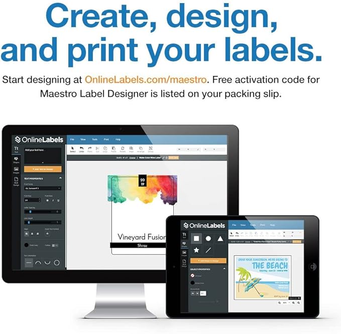 4 x 3.33 Rectangle Shipping Labels - Permanent, White Matte - Wine, Pallet Labels - 6-Up - Pack of 60 Labels, 10 Sheets - Inkjet/Laser Printers - Online Labels