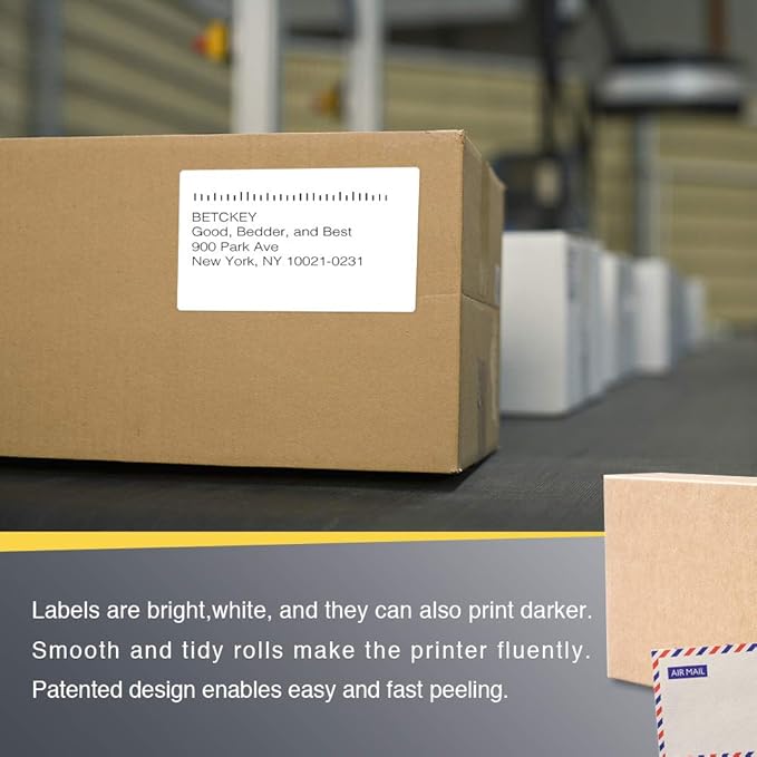 BETCKEY - 3" x 5" (76 mm x 127 mm) Multipurpose & Large Shipping Labels Compatible with Zebra & Rollo Label Printer,Premium Adhesive & Perforated [10 Rolls, 3500 Labels]