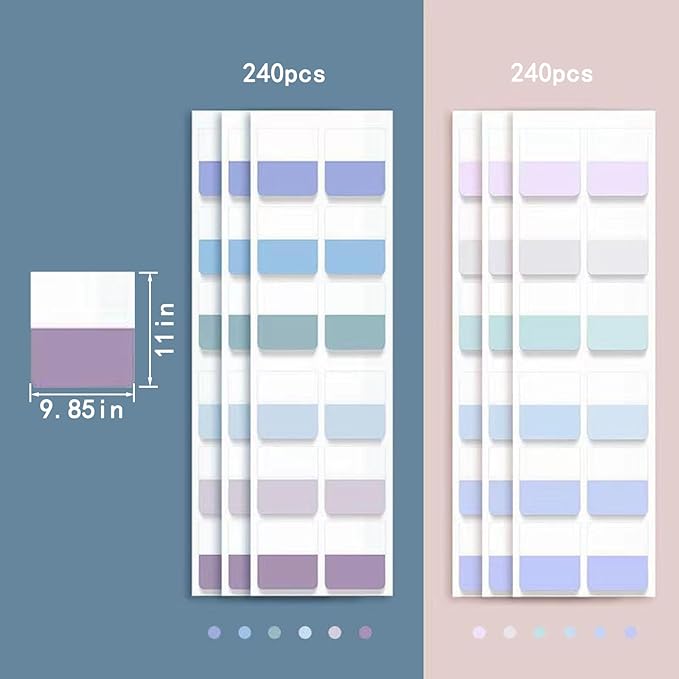 ELII 480 Pcs Morandi Tabs 1 inch Sticky Index Tabs, Writable and Repositionable Book Tabs Flags Colored Page Markers Labels for Reading Notes, Classify Files