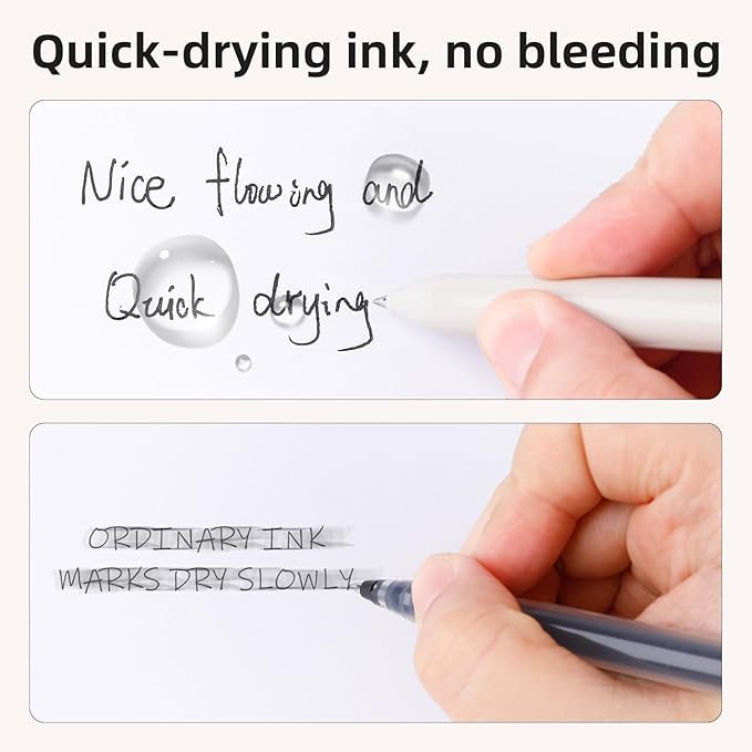 Gel Pens, 10 Pcs 0.5mm Retractable Black Ink Fine Point Rolling Ball Gel Pen, Smooth Writing No Bleed for Journaling Note Taking, Home School Office Supplies