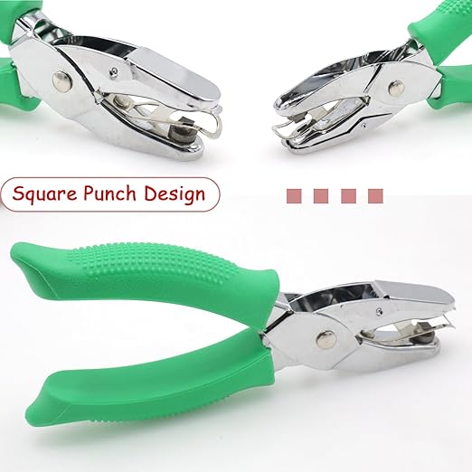 Handheld Square Hole Punch, 1/6 Inch Hole Size, Craft Paper Puncher, Single Pack, Ideal for DIY Projects and Office Use
