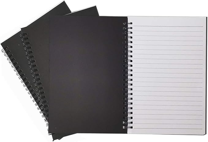 Spiral Notebook, College Ruled Notebook, Thick Paper 1 Subject, 3 Pack, 60 Sheets, 6''*8'' (Line, Black)