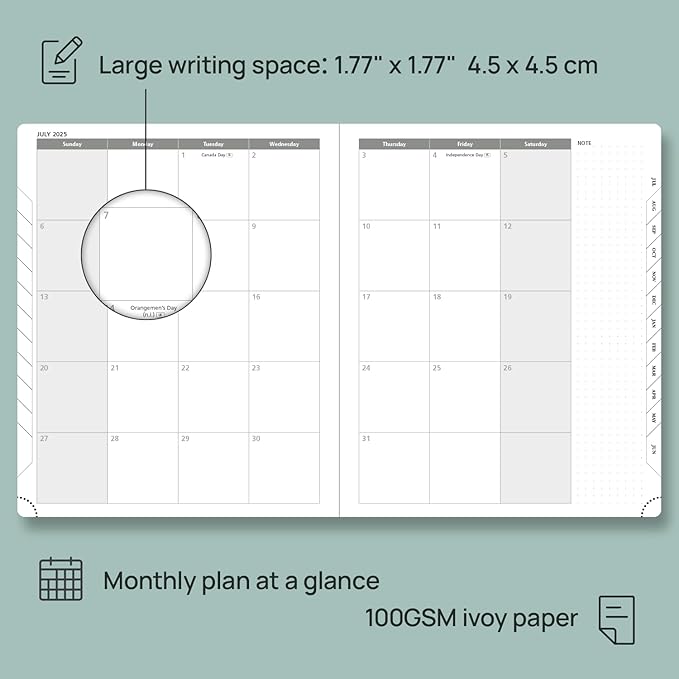 POPRUN Planner 2025-2026 (Large - 8.5'' x 10.5'') Academic Weekly Calendar (July 2025 - June 2026) with Hourly Time Slots, Monthly Tabs, 100GSM Thick Papers, Leather Soft Cover - Brown