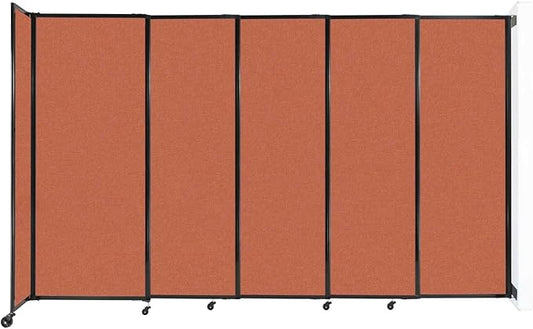 Wall-Mounted Sliding StraightWall Room Divider | Adjustable Widths | Locking Wheels | Room Separator | Up to 11'3" Wide x 6'10" Tall Papaya Fabric Panels
