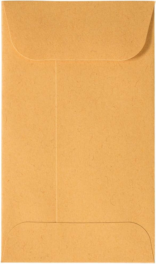 JAM PAPER #3 Coin Business Commercial Envelopes with Peel and Seal Closure - 2 1/2 x 4 1/4 - Brown Kraft Manila - Bulk 500/Carton