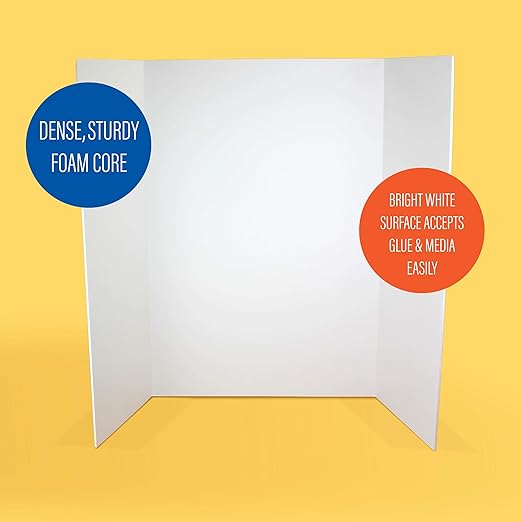 Flipside Products 36” x 48” Foam Project Boards for Presentations, Science Fair, School Projects, Event Displays and Trifold Picture Board - White - 3 Pack