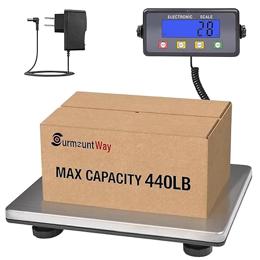 SurmountWay Large Shipping Scale, 440lb/0.35oz Digital Postal Scale with Tare/Count/Auto-Off Function, High Accurate Shipping Scale for Packages,Small Business,Luggage,Warehouse,Home (15.3"x11.8")